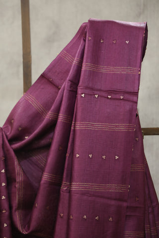 Purple Sequin Tussar Silk Saree - SRPSTSS1002