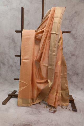 Carrot Maheshwari Tissue Silk Saree - SRCMTSS211