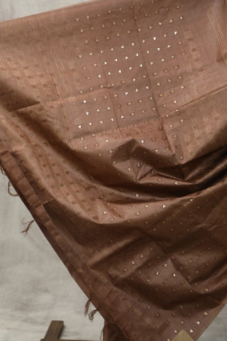 Brown Sequin Tussar Silk Saree - SRWSTSS1003