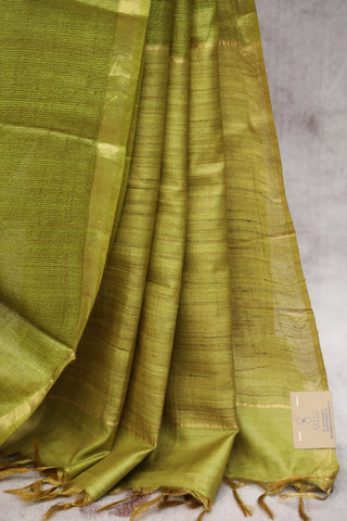 Olive Green Tussar Silk Saree - SROGTSS859