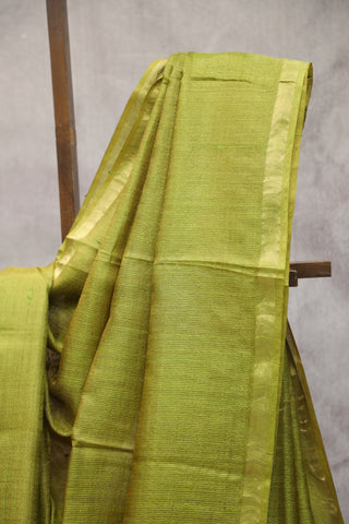 Olive Green Tussar Silk Saree - SROGTSS859