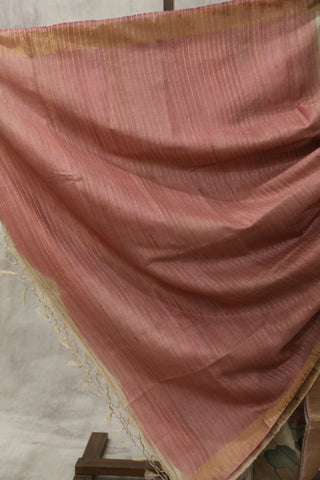 Cream Hand-Painted Tussar Silk Saree - SRCHPTSS997