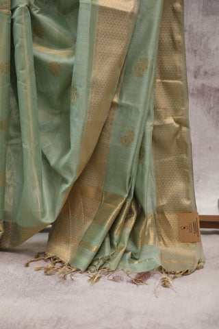 Teal Green Maheshwari Tissue Silk Saree - SRTGMTSS212