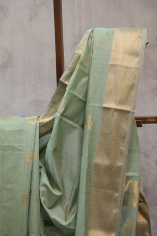 Teal Green Maheshwari Tissue Silk Saree - SRTGMTSS212