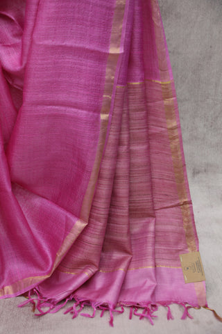 Rose Pink Tussar Silk Saree - SRRPSS861