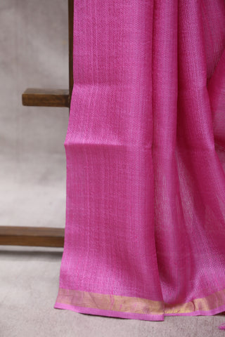 Rose Pink Tussar Silk Saree - SRRPSS861