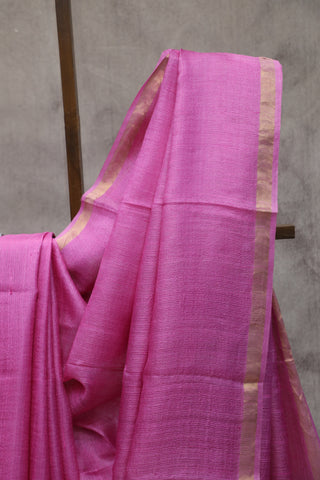 Rose Pink Tussar Silk Saree - SRRPSS861