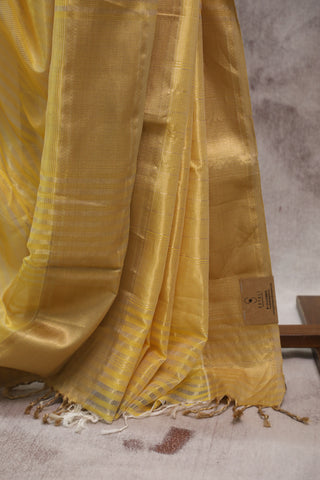 Yellow Maheshwari Tissue Silk Saree - SRYMTSS220