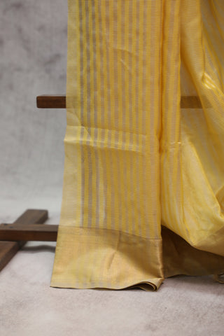 Yellow Maheshwari Tissue Silk Saree - SRYMTSS220