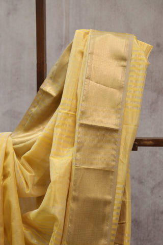 Yellow Maheshwari Tissue Silk Saree - SRYMTSS220