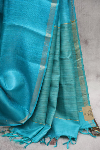 Turquoise Tussar Silk Saree - SRTTSS857