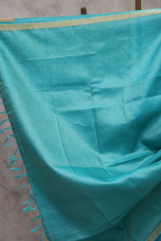 Turquoise Tussar Silk Saree - SRTTSS857