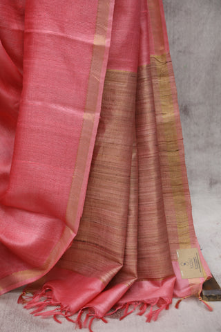 Pink Tussar Silk Saree - SRPTSS858