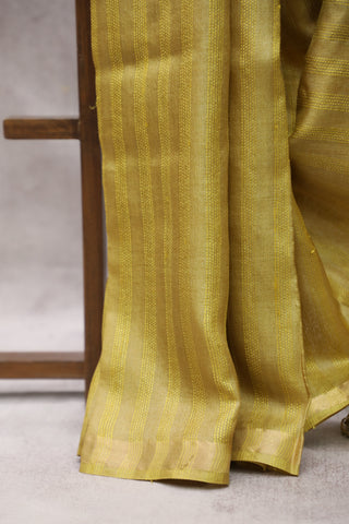 Yellow-Green Tussar Silk Saree - SRYGTSS855