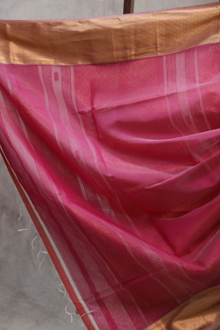 Off-White Silk Maheshwari Saree -SROWSMS180