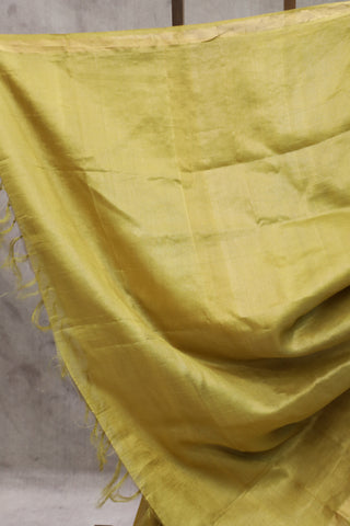 Yellow-Green Tussar Silk Saree - SRYGTSS855