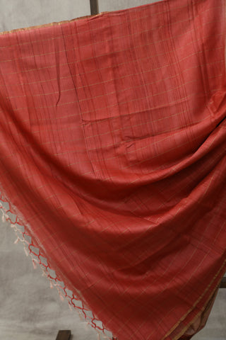 Pink Hand-Painted Tussar Silk Saree - SRPHPTSS998