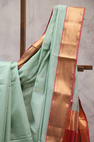 Pastel Green Silk Maheshwari Saree - SRPGSMS247