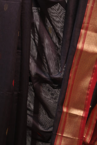 Dark Wine Silk Maheshwari Saree - SRDWSMS252