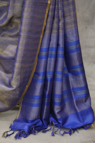 Two Tone Blue Tussar Silk Saree - SRTTBTSS955