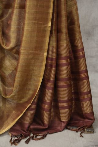 Two Tone Gold Tussar Silk Saree - SRTTGTSS954