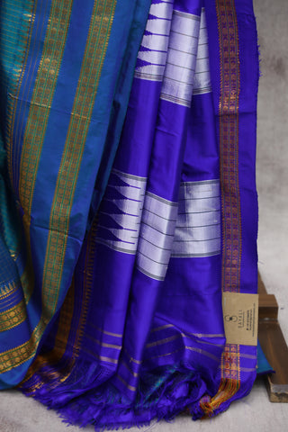 Peacock Blue Silk Ilkal Saree - SRBSIS92