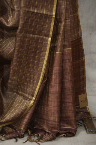 Dark Pink Tussar Silk Saree - SRDPTSS920