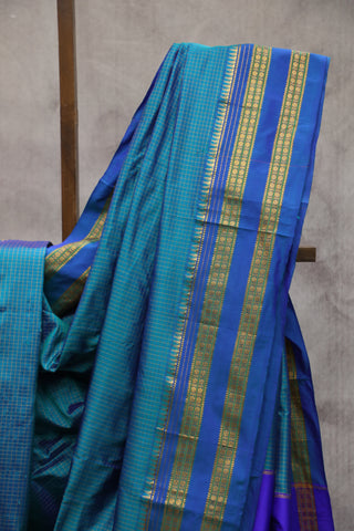 Peacock Blue Silk Ilkal Saree - SRBSIS92