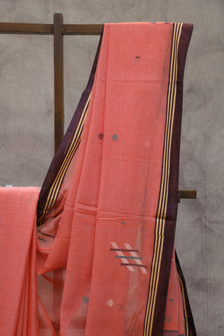 Pink Bengal Cotton Jamdani Saree-SRPBCJS157