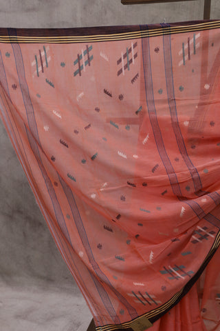 Pink Bengal Cotton Jamdani Saree-SRPBCJS157