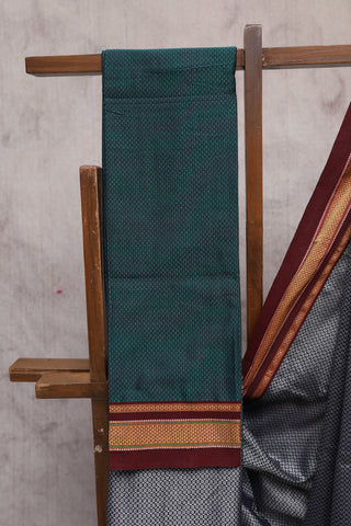 Grey Plain Khun Saree With Maroon Border-SRGPKS155