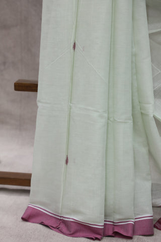 Off White Bengal Cotton Jamdani Saree-SROWBCJS158