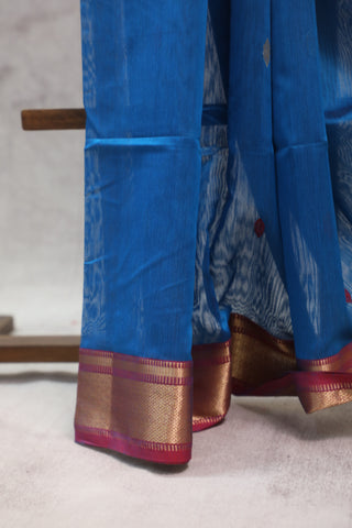 Blue Silk Maheshwari Saree - SRBSMS254