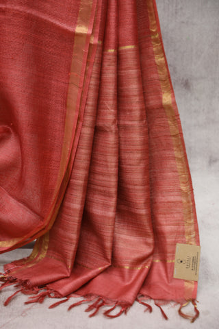 Peach Tussar Silk Saree - SRPTSS91EX