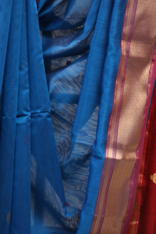 Blue Silk Maheshwari Saree - SRBSMS254