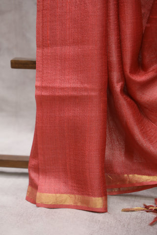 Peach Tussar Silk Saree - SRPTSS91EX