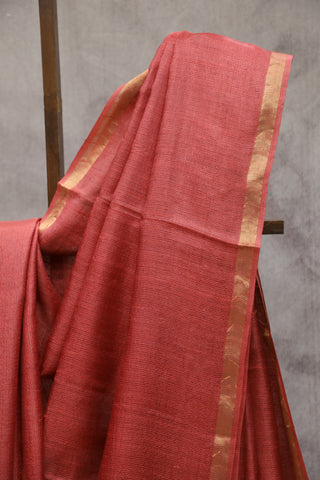 Peach Tussar Silk Saree - SRPTSS91EX