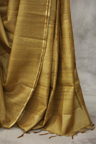 Mustard Yellow Tussar Silk Saree - SRMYTSS936