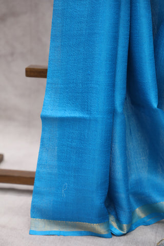 Peacock Blue Tussar Silk Saree - SRPBTSS47EX