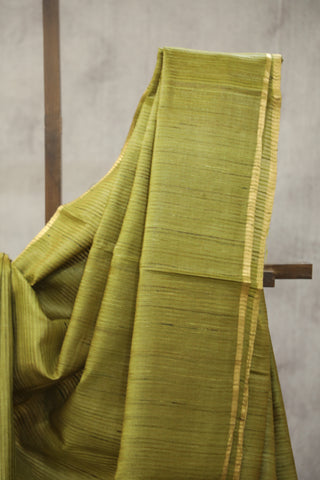 Moss Green Tussar Silk Saree - SRMGTSS938