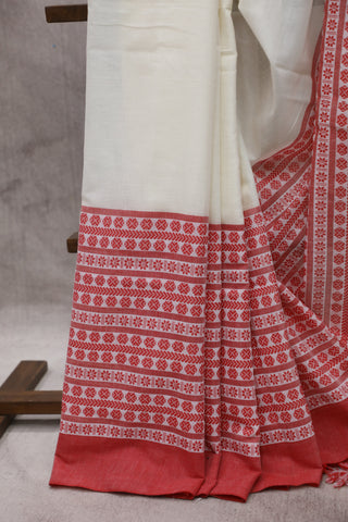 White Bengal Cotton Saree With Nakshi Border-SRWBCS61