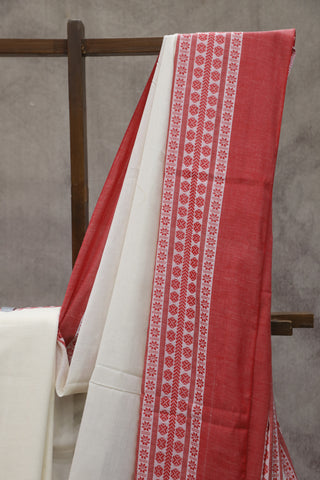 White Bengal Cotton Saree With Nakshi Border-SRWBCS61