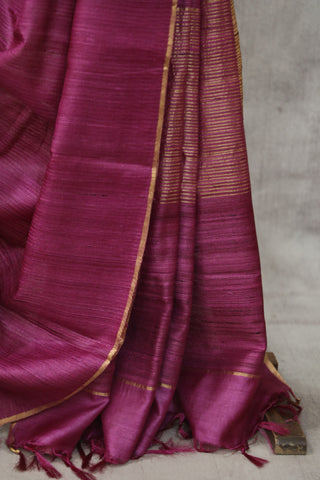 Rani Pink Tussar Silk Saree - SRRPTSS934