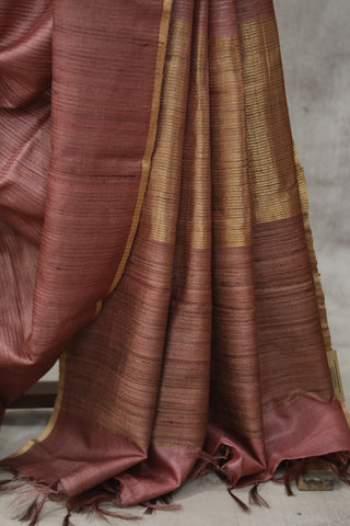 Mauve Tussar Silk Saree - SRMTSS932