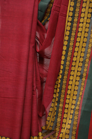 Maroon Bengal Cotton Saree With Nakshi Border-SRMBCS60