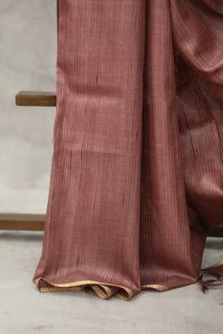 Mauve Tussar Silk Saree - SRMTSS932