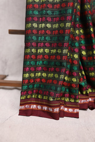 Multicolor Hathi Mor Khun Saree - SRMHMKS42