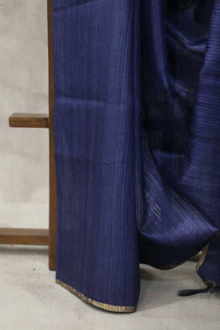 Dark Blue Tussar Silk Saree - SRDBTSS946