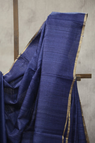 Dark Blue Tussar Silk Saree - SRDBTSS946