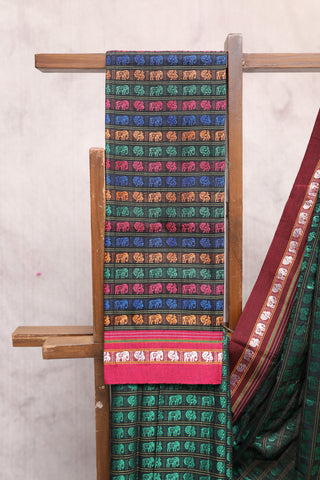 Black-Green Hathi Mor Khun Saree - SRBGHMKS39